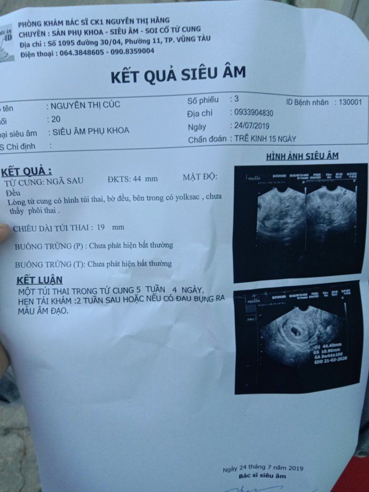 Em đi siêu âm thai được 5w4d mà chưa có phôi thai thì có sao không ...